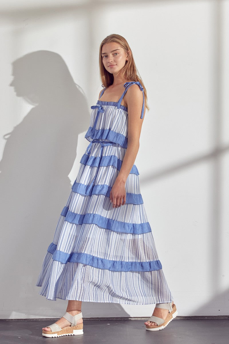 Blue Striped Maxi Dress