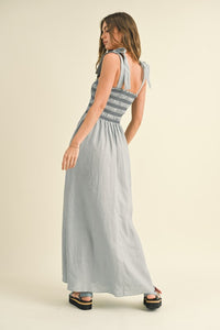 Smocked Linen Maxi Dress