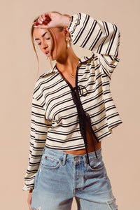 Tie Front Striped Top