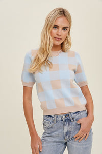 Checkered Sweater Top
