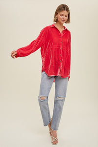 Holiday Velvet Button Up
