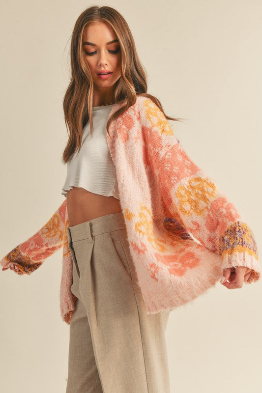 Fuzzy Floral Cardi