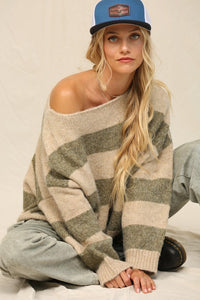 Striped Off The Shoulder Sweater