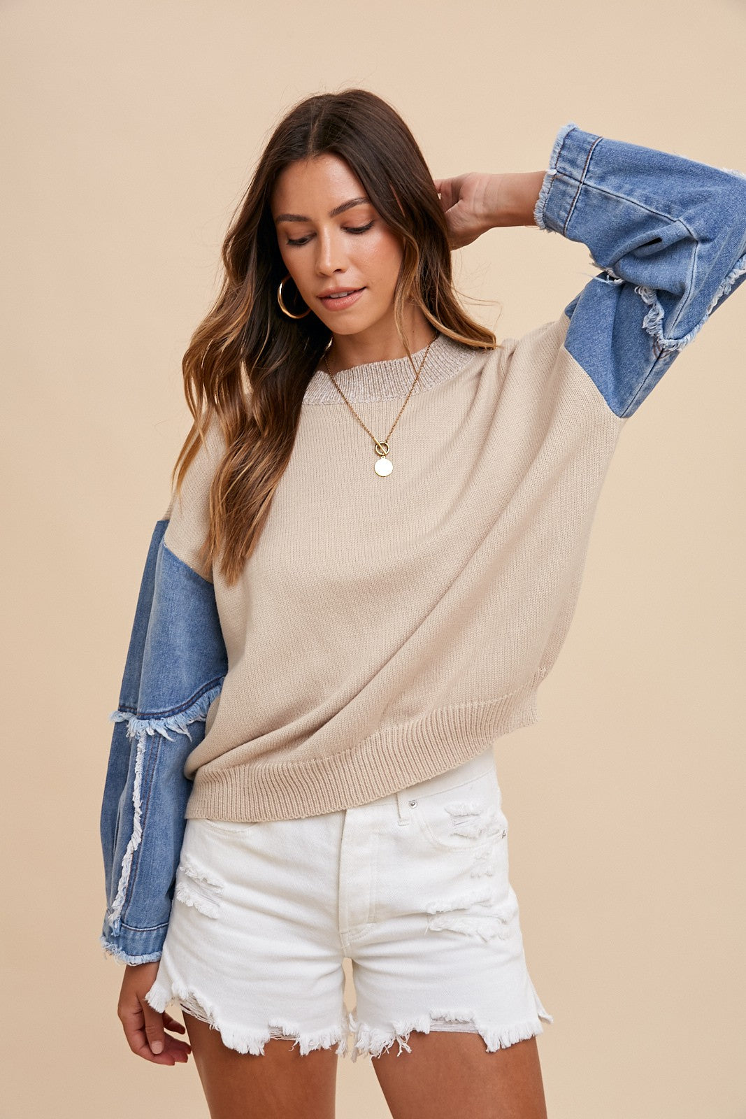 Denim Contrast Sweater