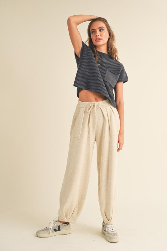 Pleated Knit Pants