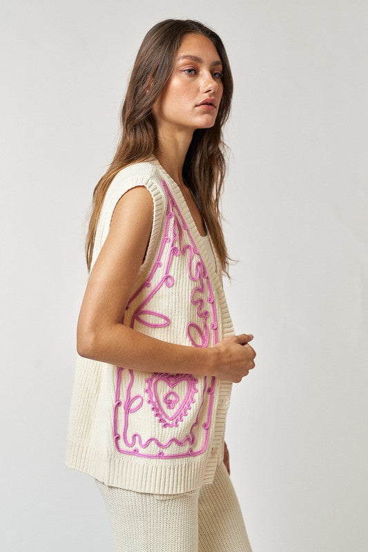 Heart Embroidered Vest