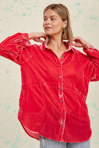 Holiday Velvet Button Up