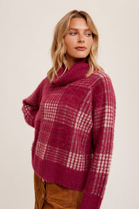 Checkered Turtleneck Sweater