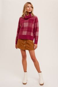 Checkered Turtleneck Sweater