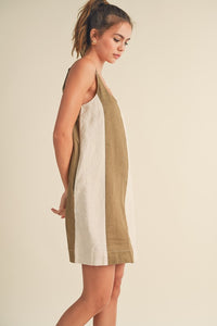 Colorblock Linen Mini Dress