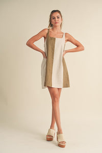Colorblock Linen Mini Dress