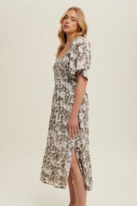 Floral Flutter Midi Dress