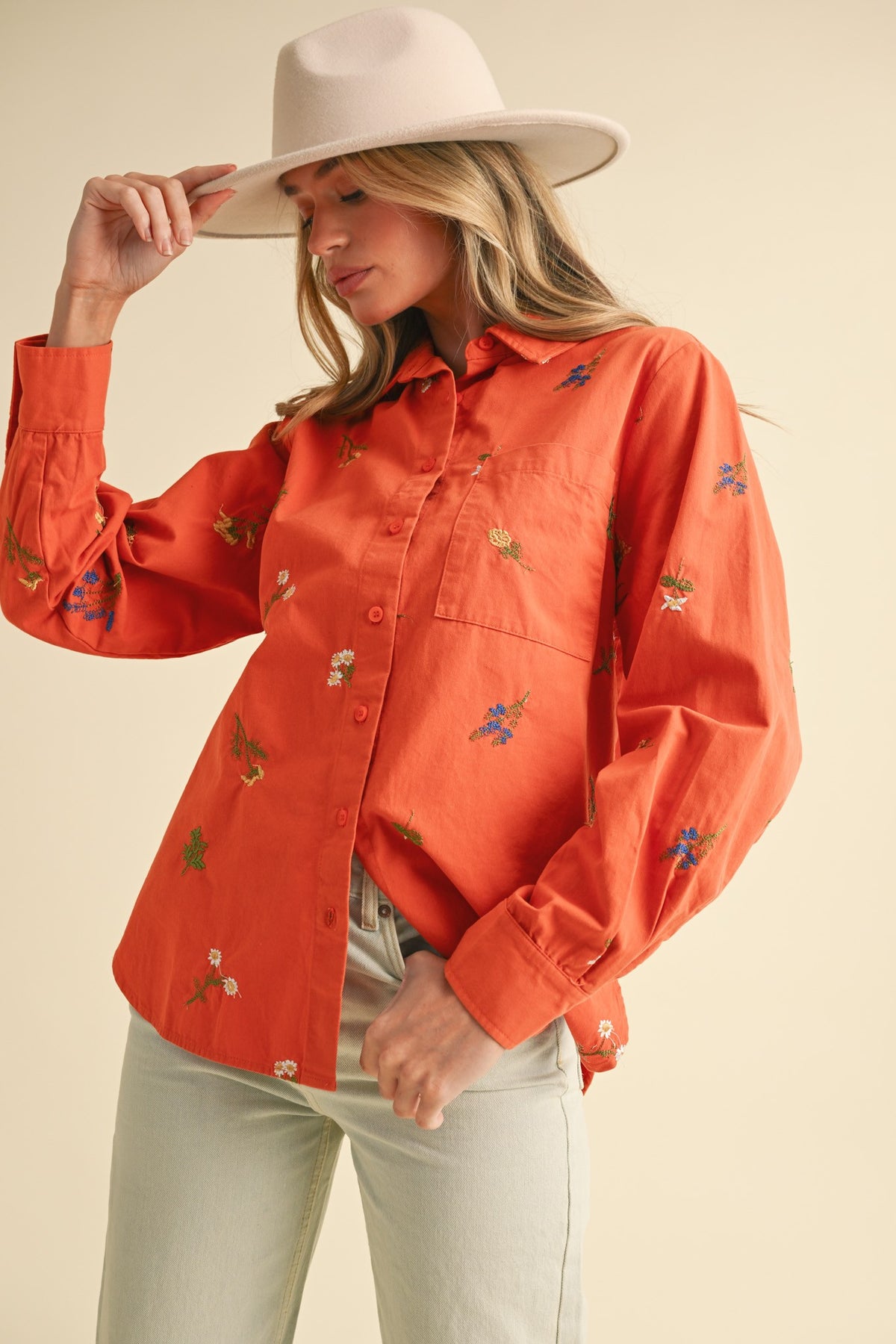 Floral Embroidery Blouse