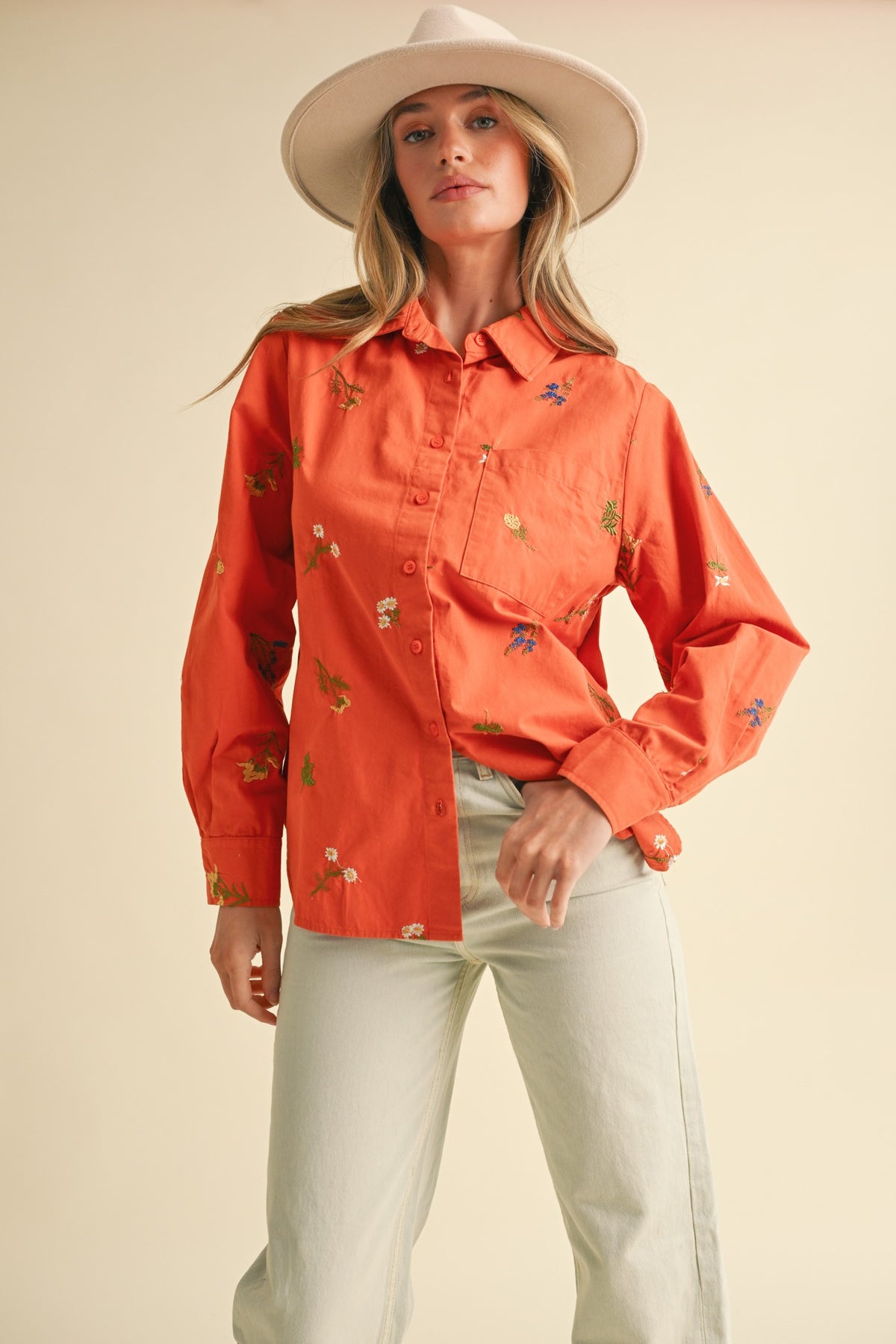 Floral Embroidery Blouse