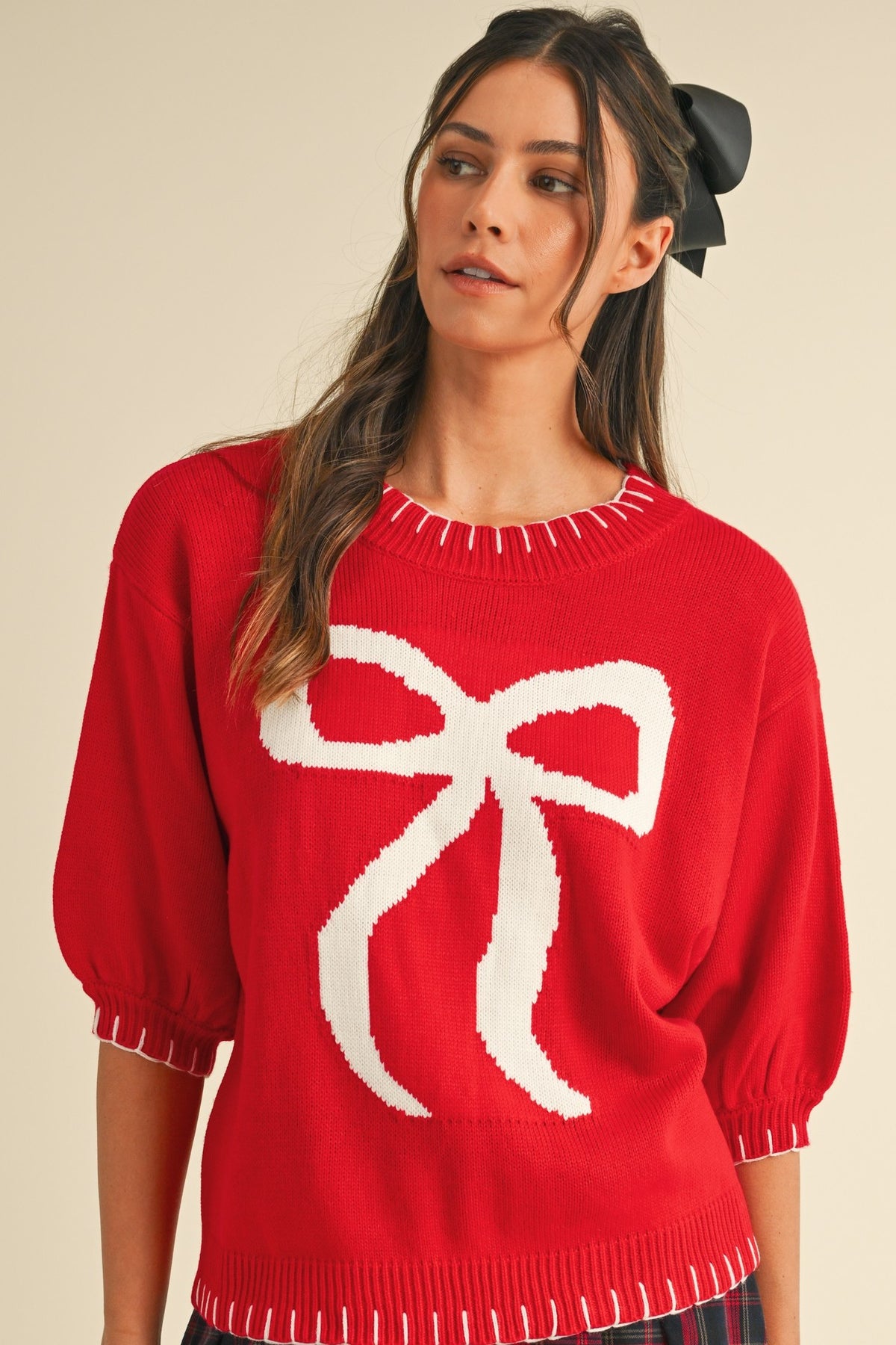 Bow Stitch Sweater Top