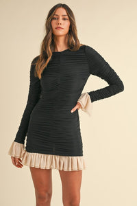 Frill Ruched Mini Dress