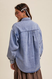 Heart Pocket Denim Shacket