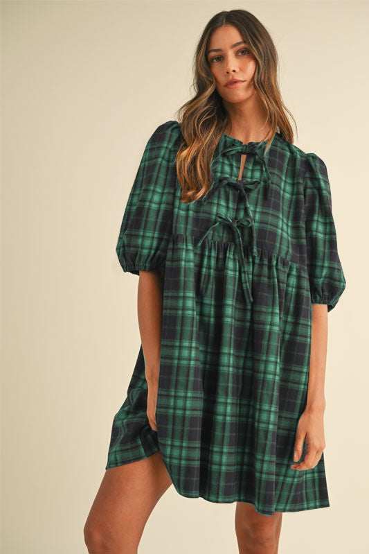 Plaid Ribbon Dress