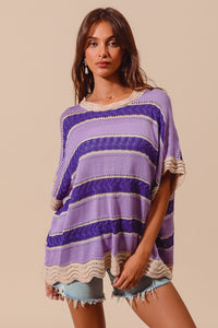 Purple Striped Knit Top