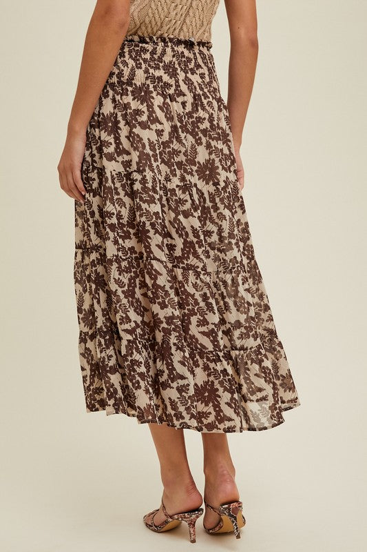 Floral Tiered Midi Skirt