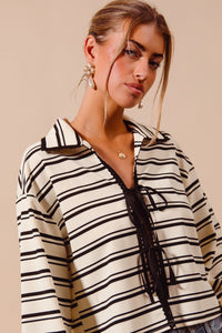 Tie Front Striped Top