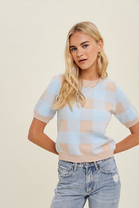 Checkered Sweater Top
