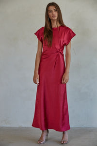 Satin Berry Maxi Dress