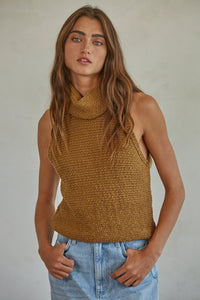 Knit Sleeveless Mock Neck Top